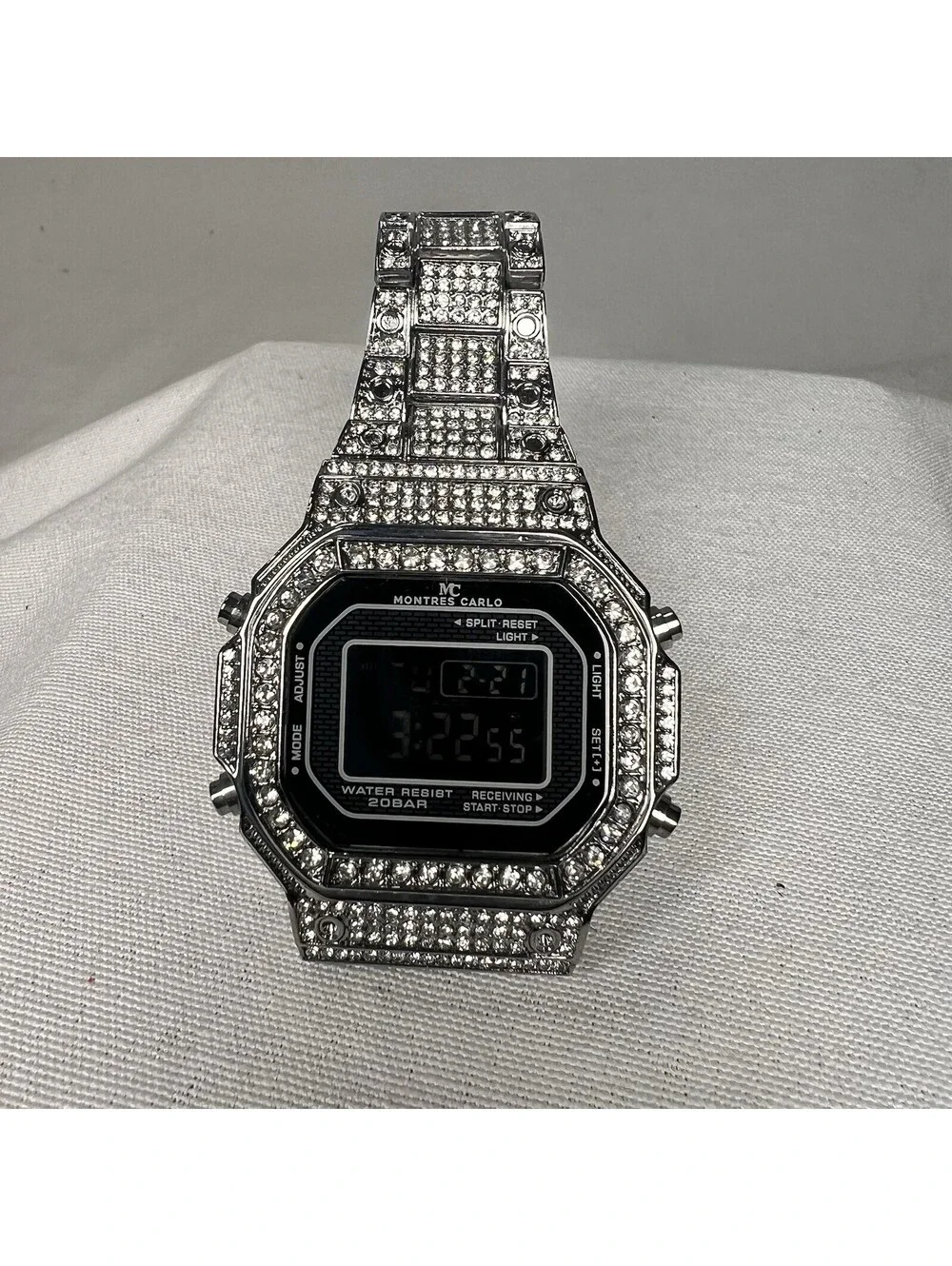 Montres Carlo Men's Hip Hop Luxury Stones Clubbing Wrist Digital Watch